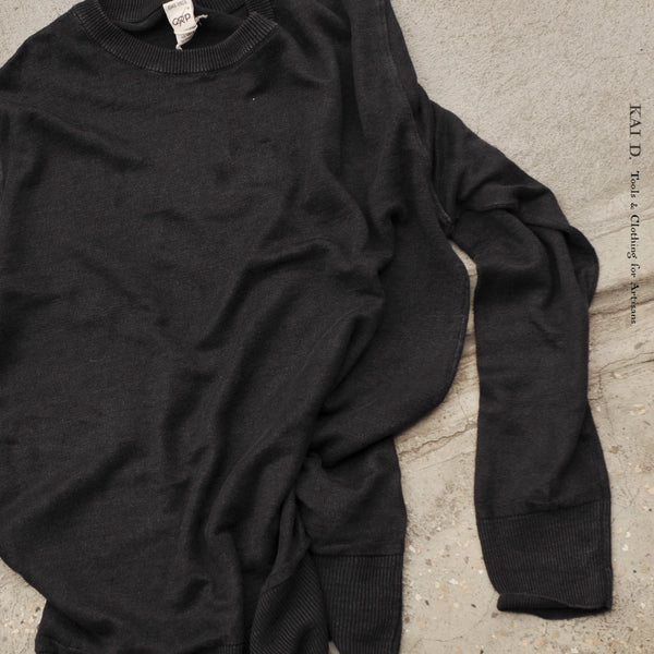 Fine Gauge Linen LS Tee - Black - XL, XXL