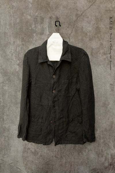 No. 5 Linen Jacket- Over Dyed Black -  44 (M) (NO RETURN)