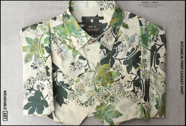 Botanical Print Cotton Cassady shirt  - M, L