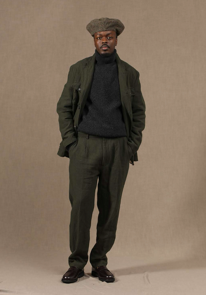 Oxnard One Pleat Pants - Soft Wool Herringbone - 48, 50, 52