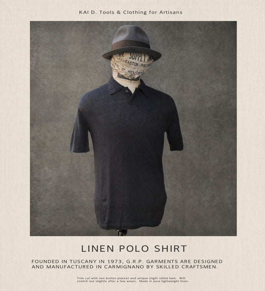 Fine Gauge Linen Polo - Black - XS, S, L