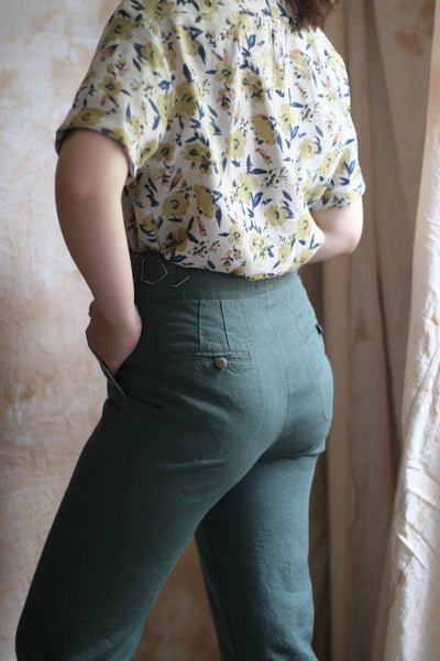 Piper Belted Pants - Belgian Linen "Jade" - XXS,S, XS, M