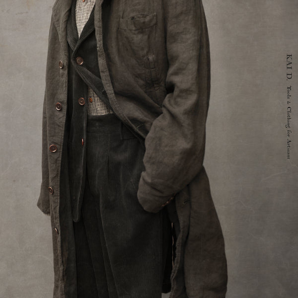 Garment Dyed Belgian Linen Shelby Coat - Black - L/XL