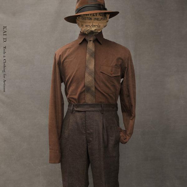 Long Sleeve Cassady Shirt (relaxed cut) - Brown Japanse Flannel - S, M, XXL