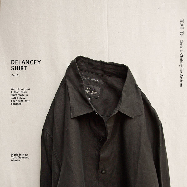 Delancey Shirt - Belgian Linen - Black - M, L, XL, XXL