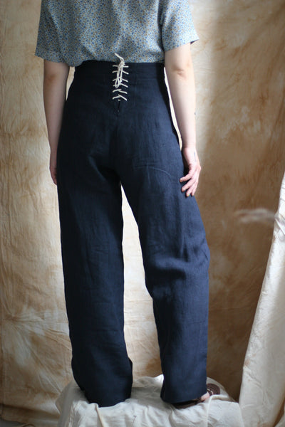Sailor Pants - Japanese Dark Blue Linen - XS,M,  L
