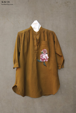 Boiled Wool Tunic Shirt - Golden Olive - XS