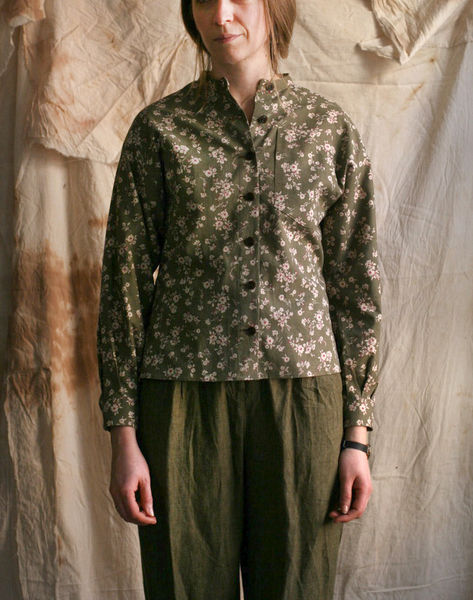 Edith Belted Shirt - Green Floral - XS, S