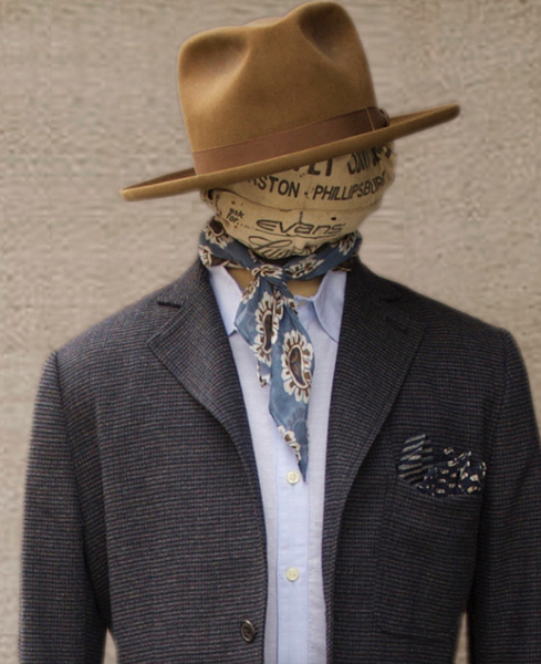 Paisley Print Bandana - Blue / Brown