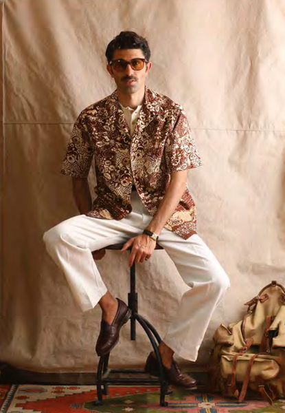 Miami Camp Shirt - Dark Cinnamon Print - 50, 52