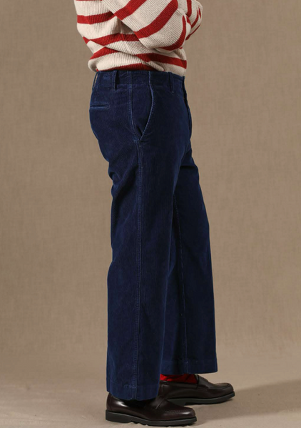 Bube Wide Cut Chino Pants - Indigo Corduroy - 48, 50, 52