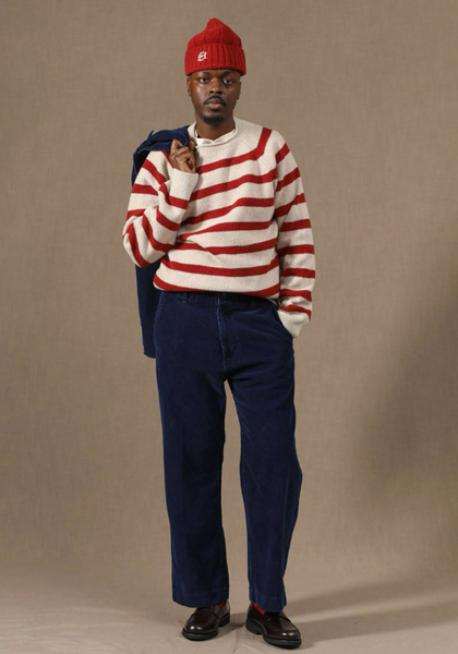 Bube Wide Cut Chino Pants - Indigo Corduroy - 48, 50, 52