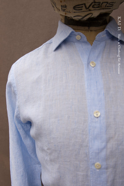 Turin Linen Shirt - Light Blue - 37, 39 ,41, 43, 45 (Slim Cut)