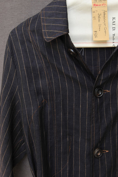 Italian Linen Anthropologist Coat - Navy- XS, S