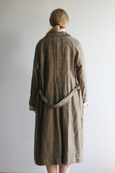 Anthropologist Coat - Dusty Brown linen- S, M