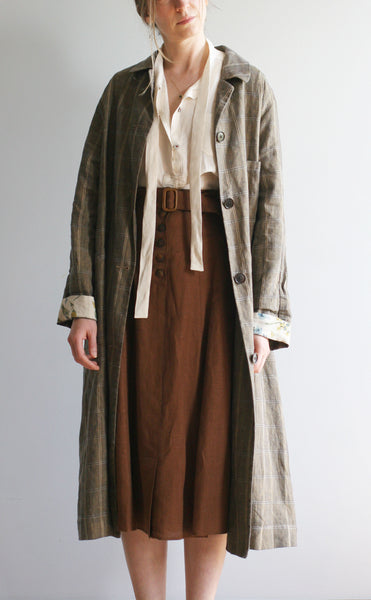 Anthropologist Coat - Dusty Brown linen- S, M