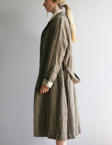 Anthropologist Coat - Dusty Brown linen- S, M