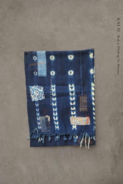 African Indigo Boro Scarf F - Dark Indigo