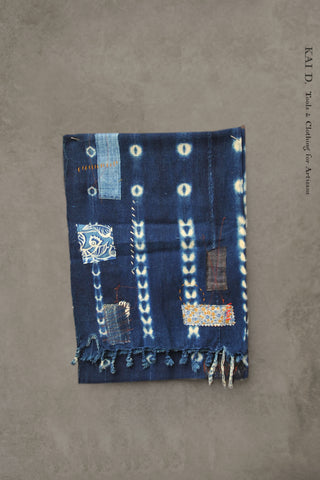 African Indigo Boro Scarf F - Dark Indigo