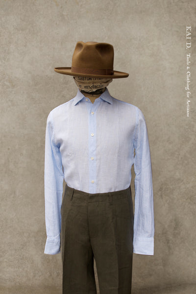 Turin Linen Shirt - Light Blue - 37, 39 ,41, 43, 45 (Slim Cut)