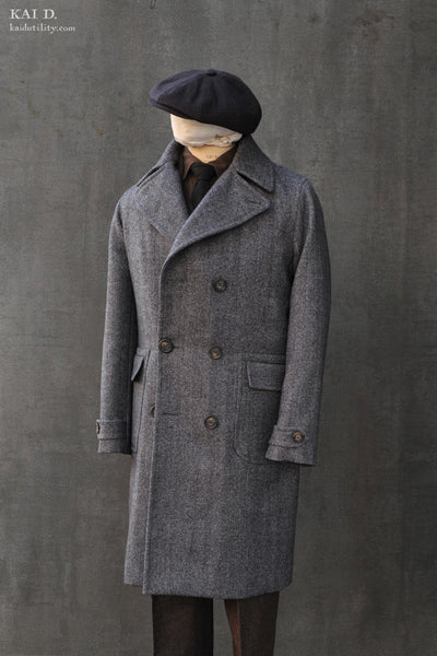 Wool Herringbone Arthur Over Coat - M, L (NO RETURN)