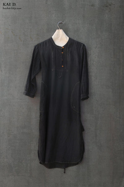 Artisan Dress - Black Linen - M