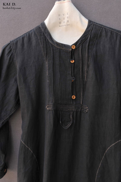 Artisan Dress - Black Linen - M