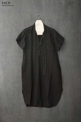 Audrey Dress - Washed Linen - Black - XS