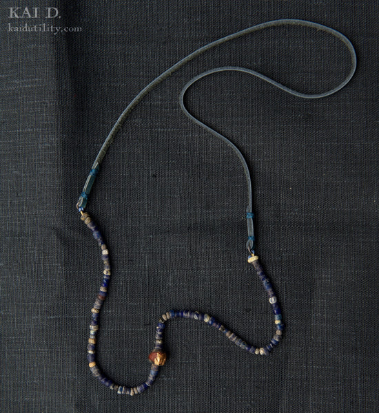 Handmade Beaded Necklace -  Indigo H