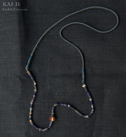Handmade Beaded Necklace -  Indigo H