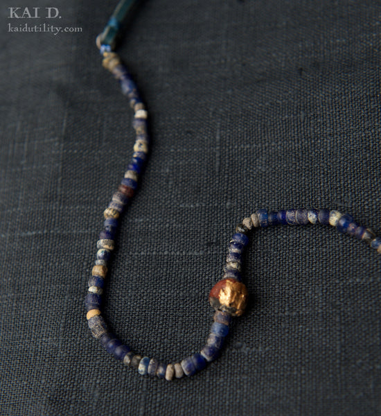 Handmade Beaded Necklace -  Indigo H