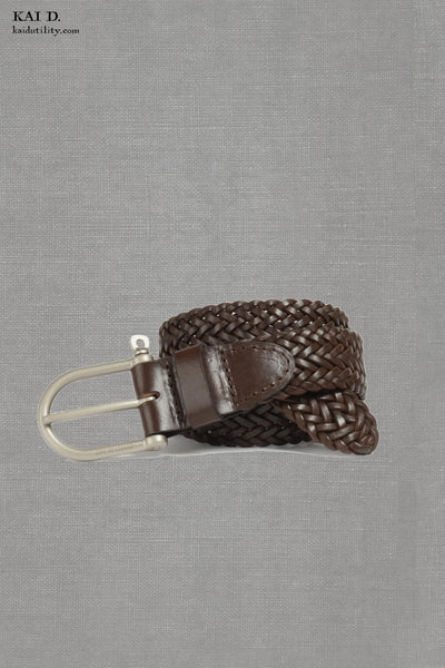 Braided Belt - Dark Brown - M, L, XL