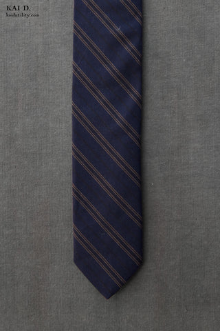 Striped Cotton Tie - Blue
