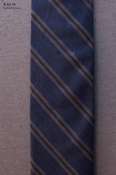 Striped Cotton Tie - Blue