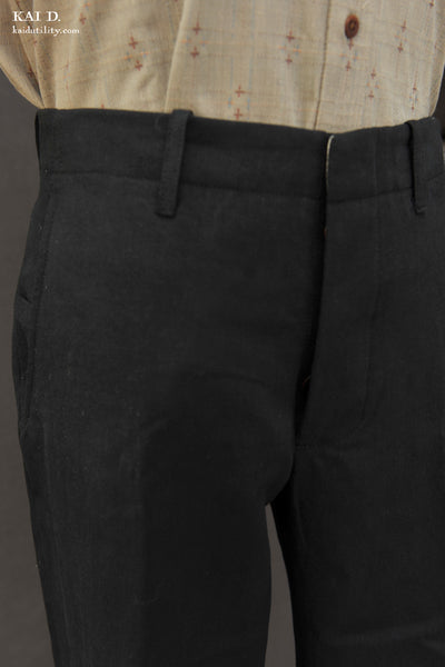 Borough Pants - Cotton Linen Herringbone - Black - 30, 32, 36, 38