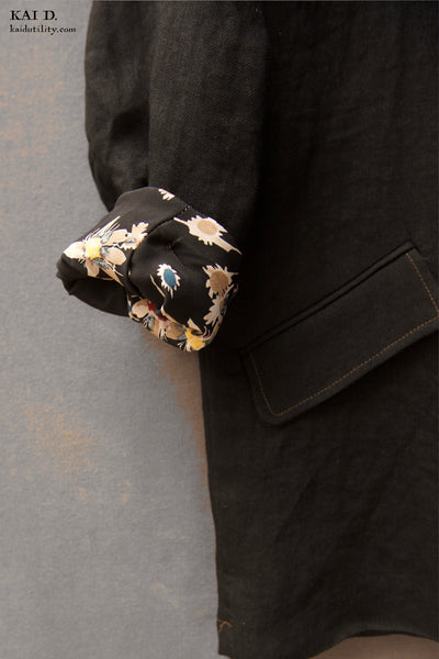 Japanese Linen Blanchett Linen Jacket - Black - XS, S, M