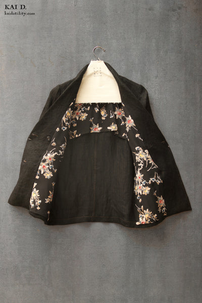 Japanese Linen Blanchett Linen Jacket - Black - XS, S, M