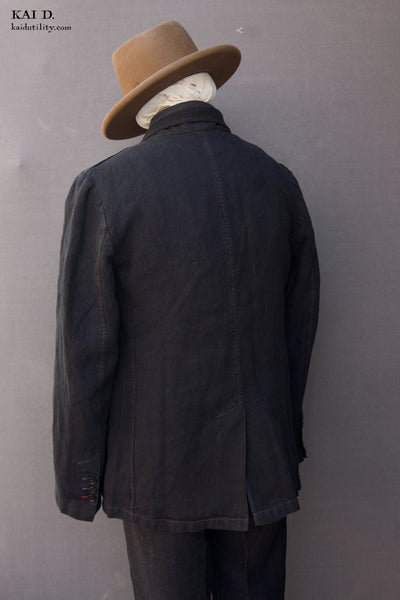Over dyed Heavy Linen Shoemaker's Jacket - Black- M, XL, XXL