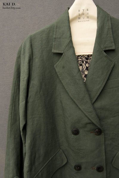 Belgian Linen Blanchett Linen Jacket - Jade - XS, S, M
