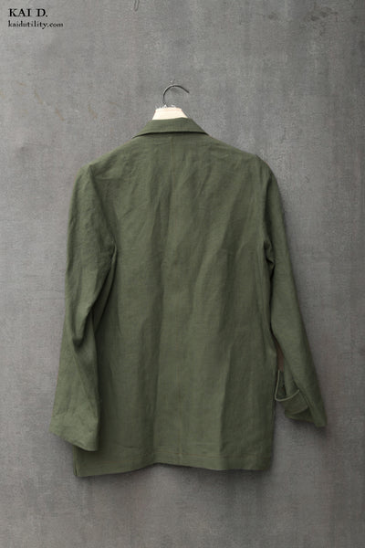 Belgian Linen Blanchett Linen Jacket - Jade - XS, S, M
