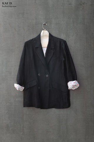 Japanese Linen Blanchett Linen Jacket - Black - S