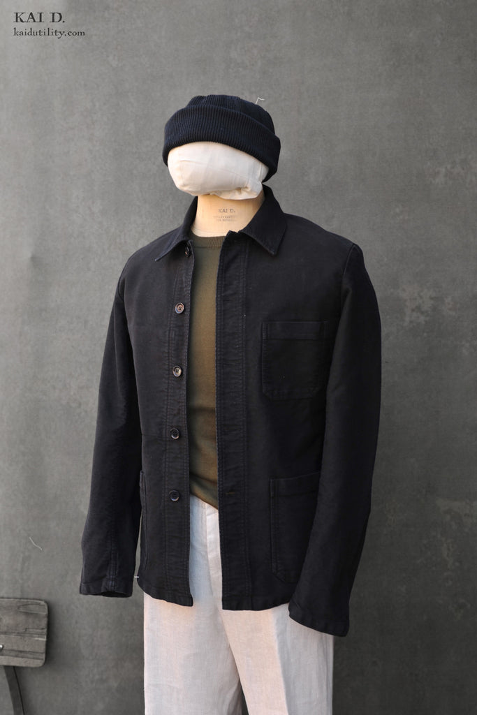 French Moleskin Work Jacket - Black - 42, 44, 48, 50