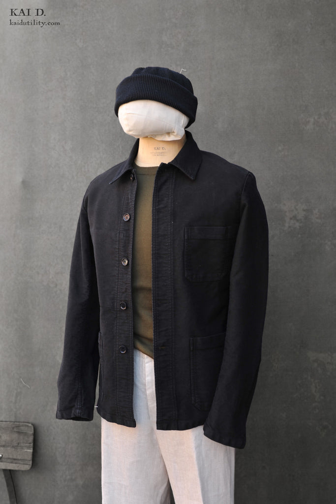 Kai D Utility — French Moleskin Work Jacket - French Blue - 42, 44, 48, 50