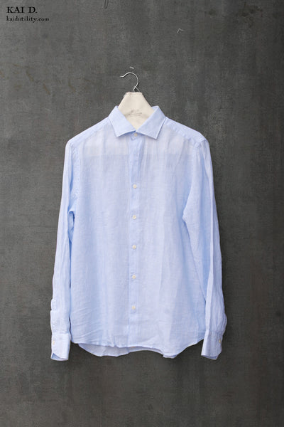 Turin Linen Shirt - Light Blue - 37, 39 ,41, 43, 45 (Slim Cut)