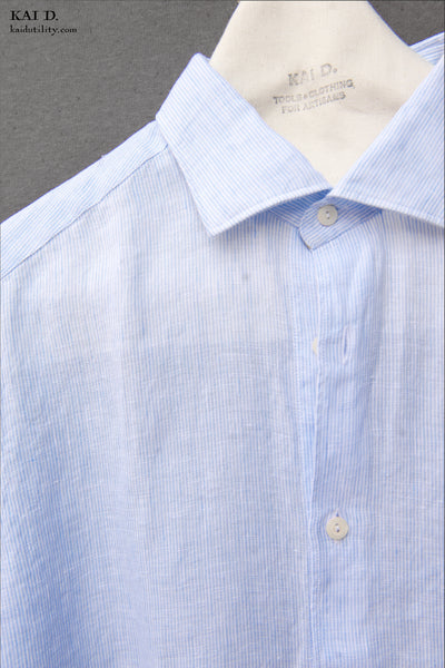 Turin Linen Shirt - Light Blue - 37, 39 ,41, 43, 45 (Slim Cut)
