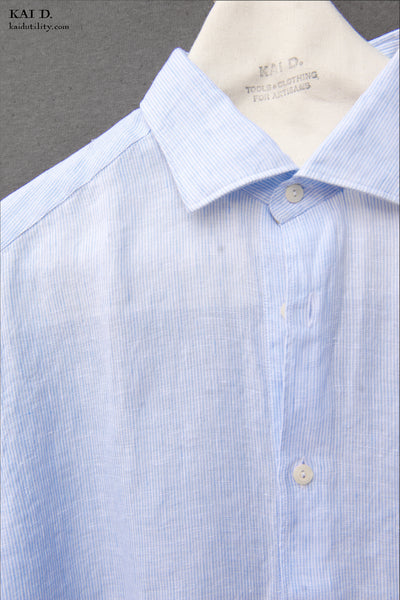 End on End Linen Shirt - Light Blue - 39, 43