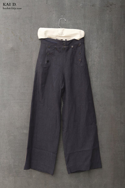 Japanese Linen Sailor Pants - Dark Blue - XS, S, M, L