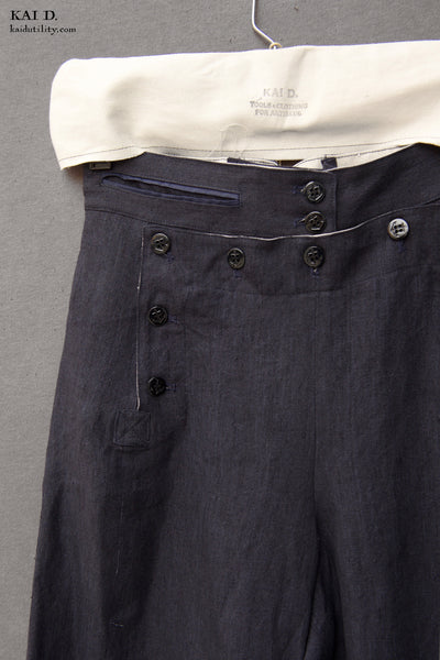 Japanese Linen Sailor Pants - Dark Blue - XS, S, M, L
