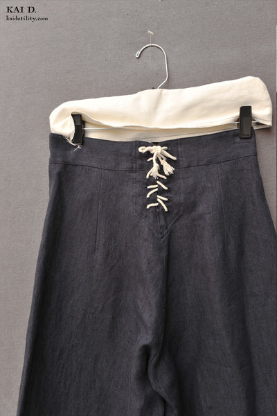 Japanese Linen Sailor Pants - Dark Blue - XS, S, M, L