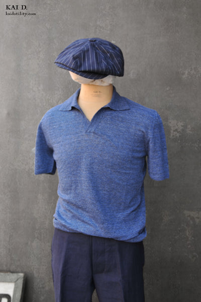 Linen Polo - Navy - S, XL, XXL